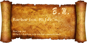 Barbarics Milán névjegykártya