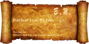 Barbarics Milán névjegykártya