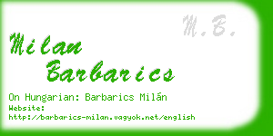 milan barbarics business card